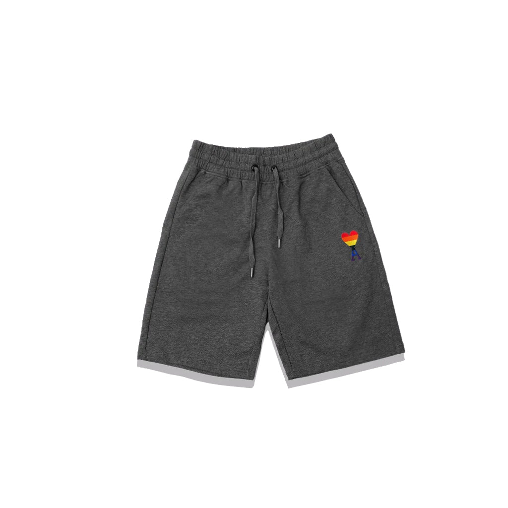 4M1 Rainbow Heart Logo Shorts Dark Grey