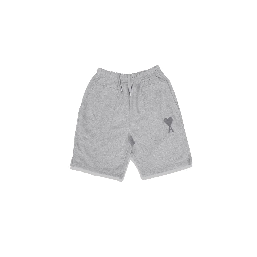 4M1 Solid Heart Logo Shorts Light Grey