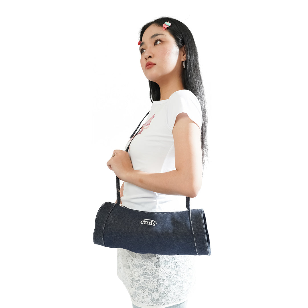 Emis Denim Curving Cylinder Bag