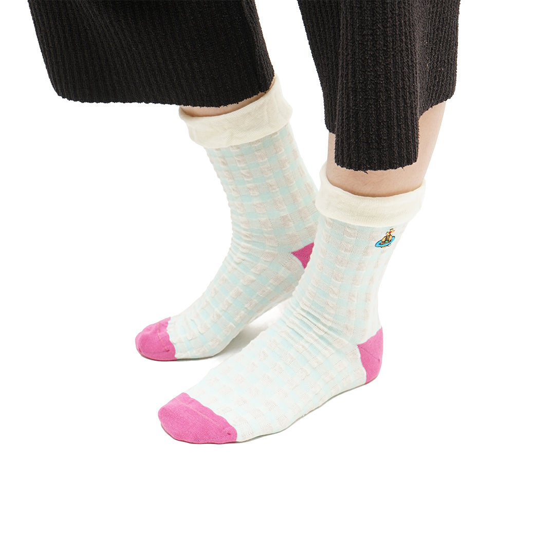 VWW Layer Knit Checkered Mid Socks
