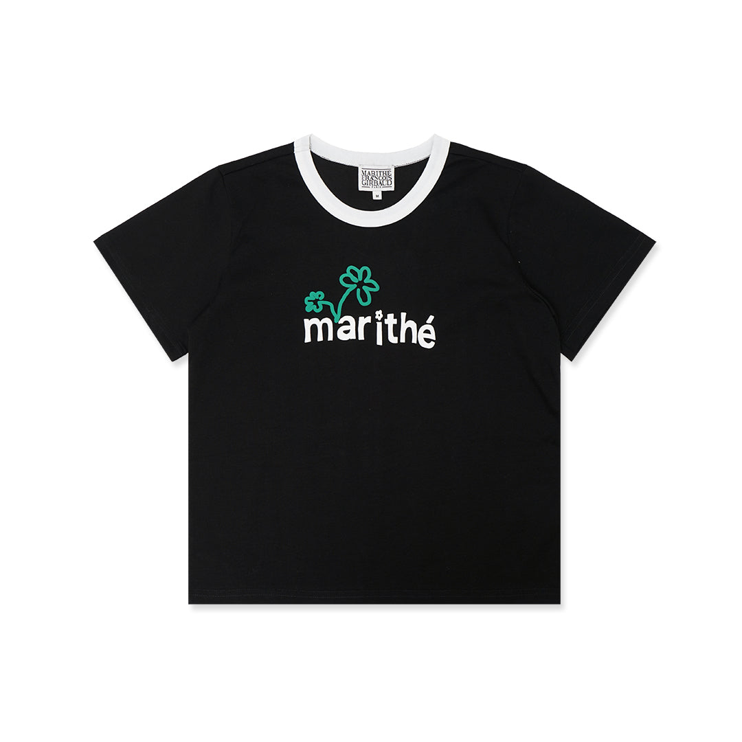 Marithe Francois Girbaud Hand Written Flower Logo T-Shirt