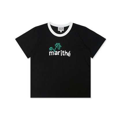 Marithe Francois Girbaud Hand Written Flower Logo T-Shirt