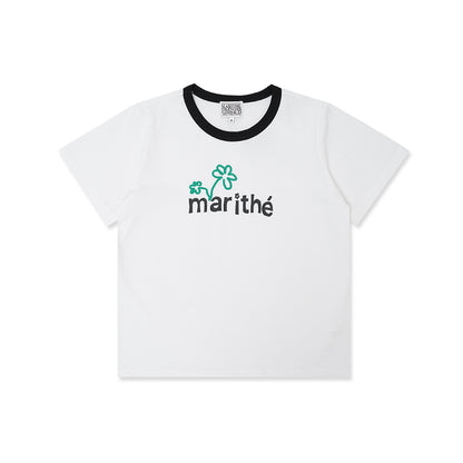 Marithe Francois Girbaud Hand Written Flower Logo T-Shirt