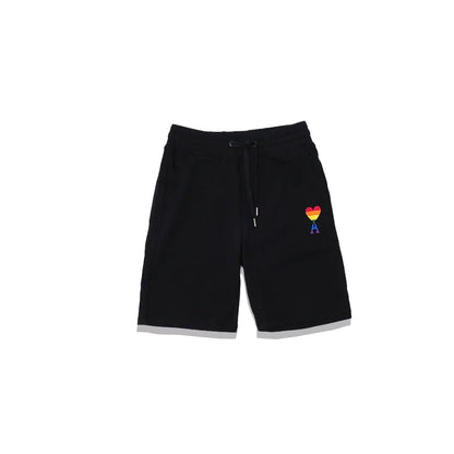4M1 Rainbow Heart Logo Shorts Black