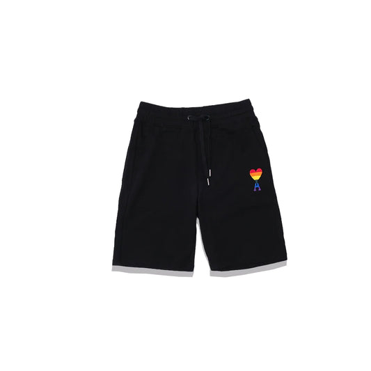 4M1 Rainbow Heart Logo Shorts Black