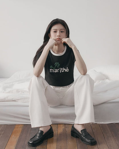Marithe Francois Girbaud Hand Written Flower Logo T-Shirt