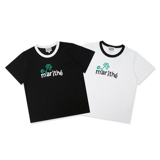 Marithe Francois Girbaud Hand Written Flower Logo T-Shirt