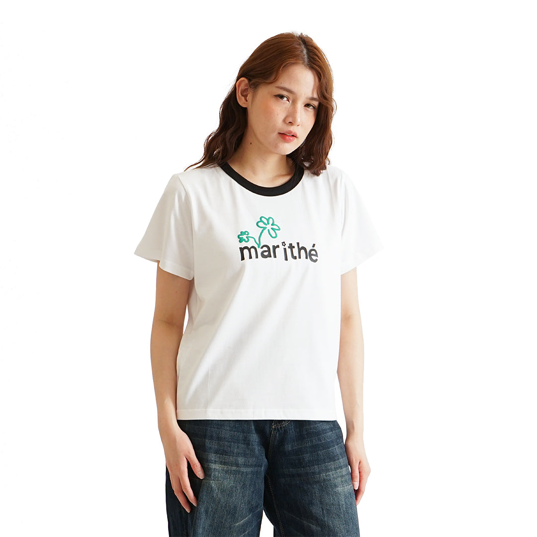 Marithe Francois Girbaud Hand Written Flower Logo T-Shirt