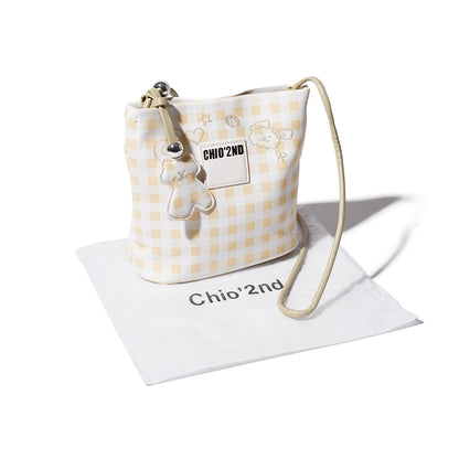 Chio'2nd Checkered Bucket Bag