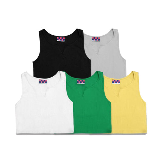Biyas Open V Collar Crop Tank Top