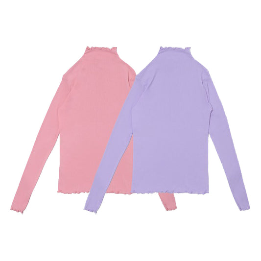 Biyas Sheer Turtle Neck Long Sleeves T-Shirt
